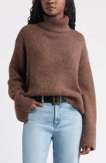 Treasure & Bond Fuzzy Turtleneck Sweater in Brown Fawn at Nordstrom Rack, Size Small | Nordstrom Rack