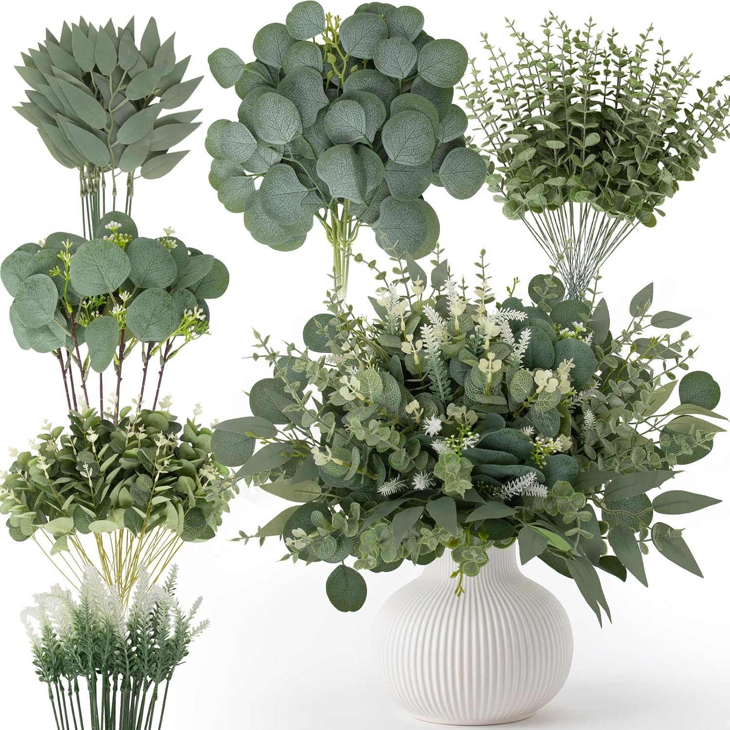 135 Pcs Artificial Eucalyptus Stems, Mixed Greenery Stems for Decor | Amazon (US)