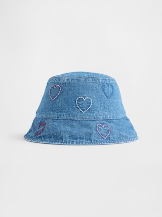 Baby Denim Embroidered Heart Bucket Hat | Gap (US)