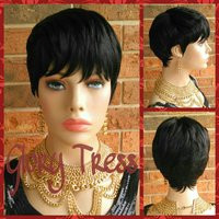 On Sale // Short Razor Cut Full Wig, Pixie Hairstyle, 100% Remy Human Hair Wig Revive | Etsy (US)