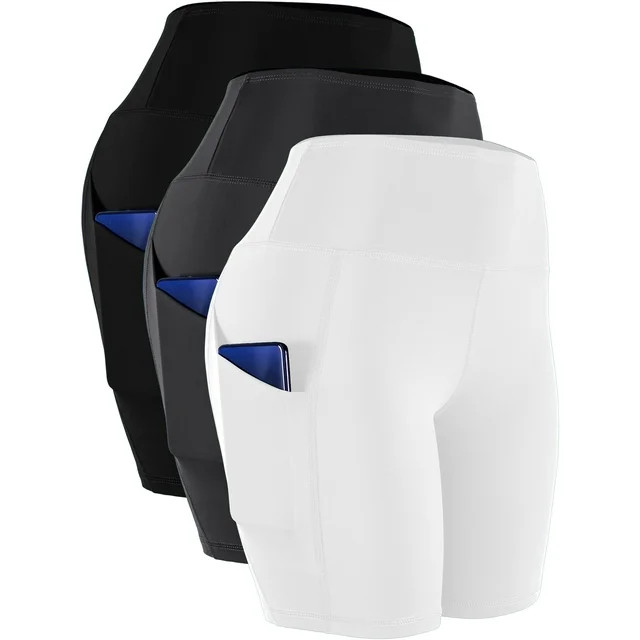 NELEUS Womens High Waist Yoga Shorts for Bike Running Two Side Pockets,Black+Gray+White,US Size S | Walmart (US)