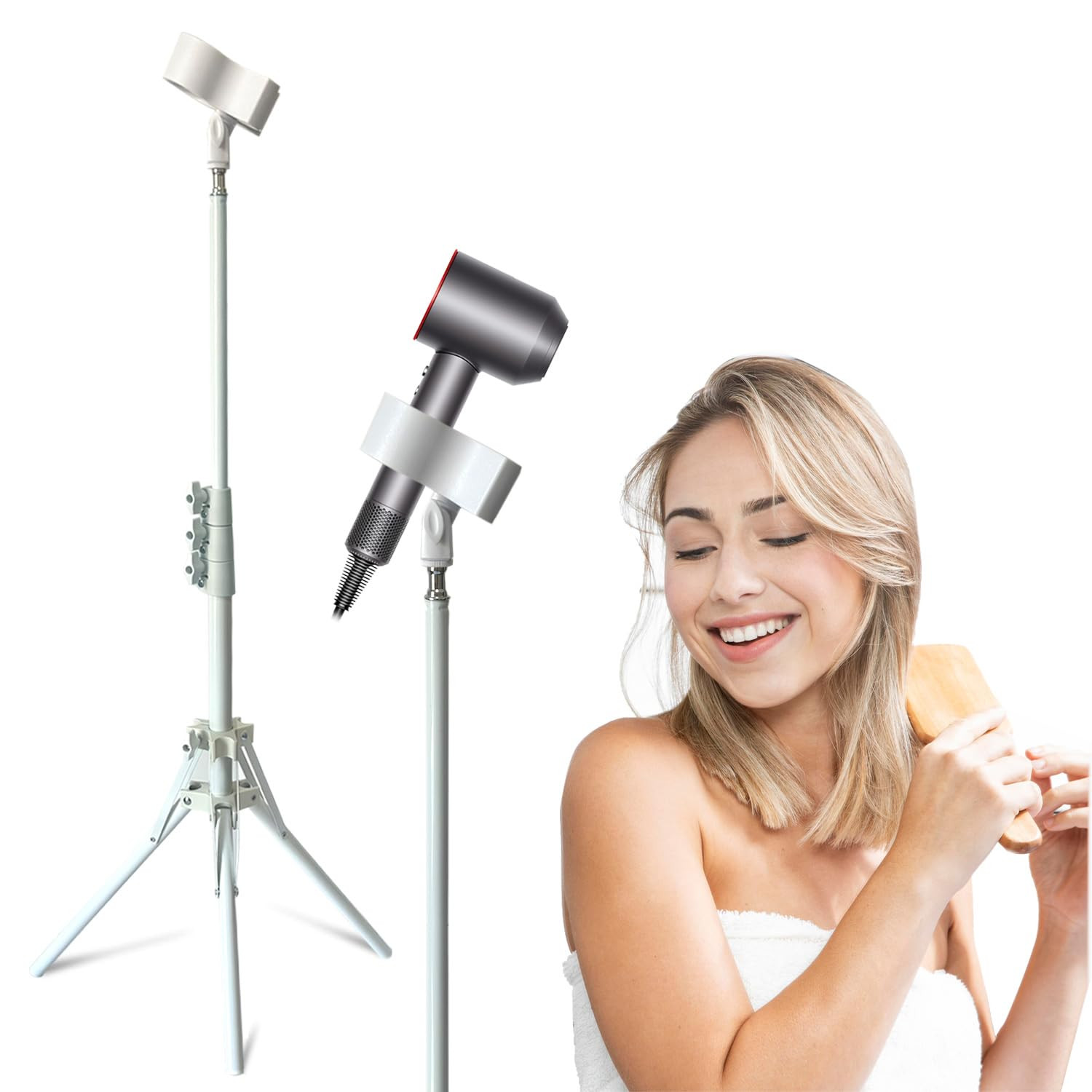 Purple River Hair Dryer Stand White 20-63 Inch Adjustable Blow Dryer Holder with Tripod and Unive... | Amazon (US)
