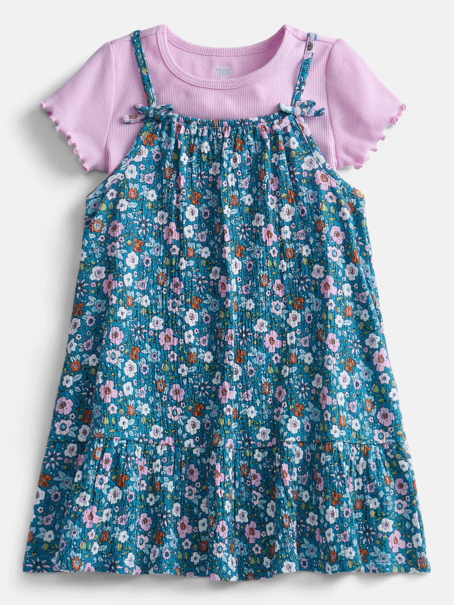Wonder Nation Toddler Girls' Cami Dress and Tee Set, 2-Piece, Sizes 12M-5T | Walmart (US)