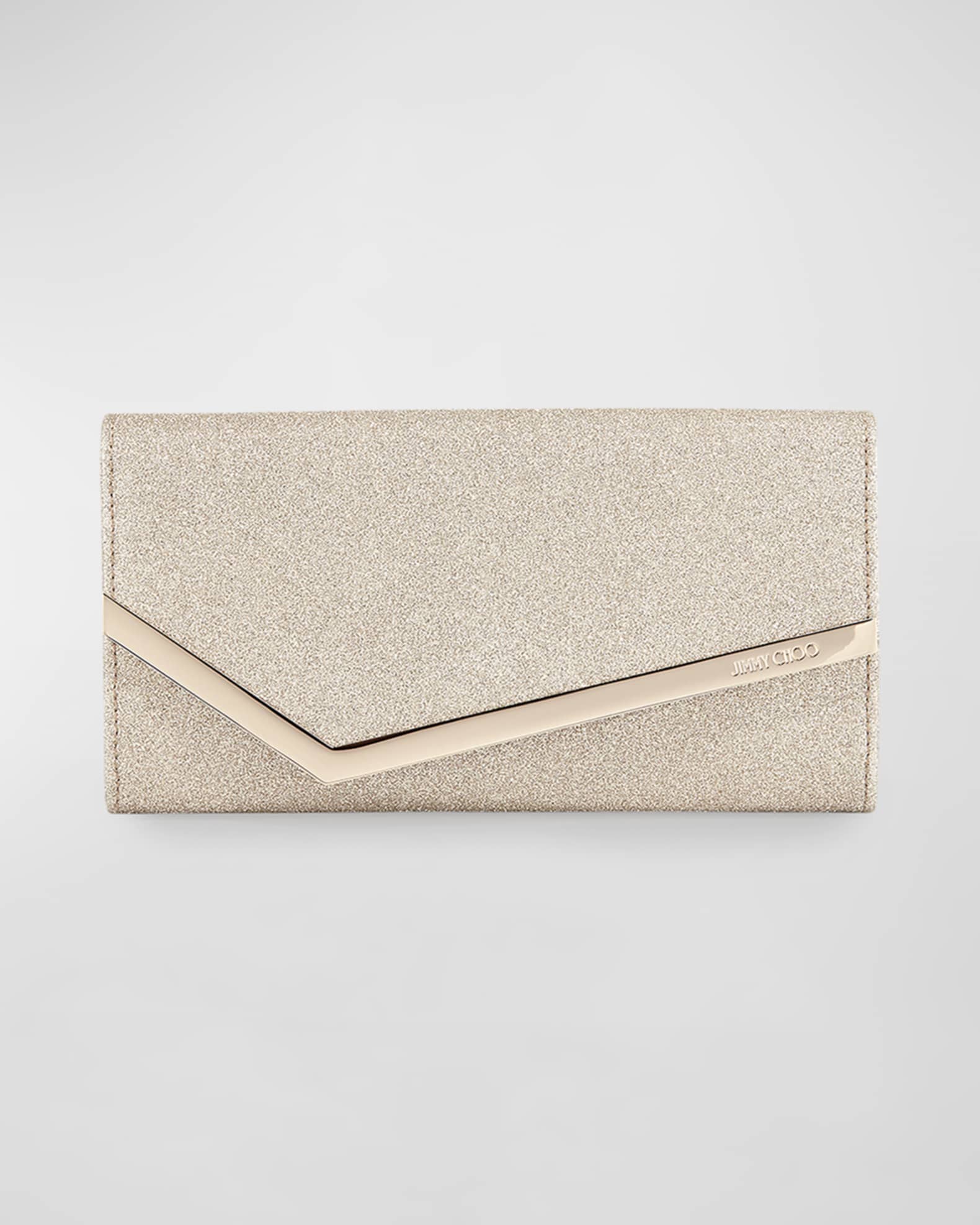 Jimmy Choo Emmie Glitter Leather Clutch Bag | Neiman Marcus