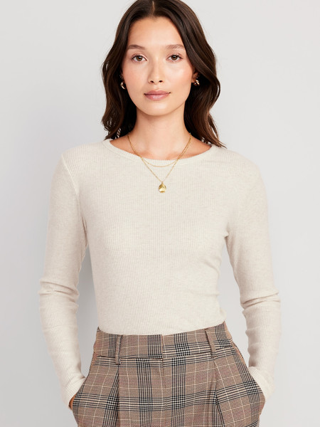 Plush Long-Sleeve Crew-Neck T-Shirt for Women | Old Navy (US)