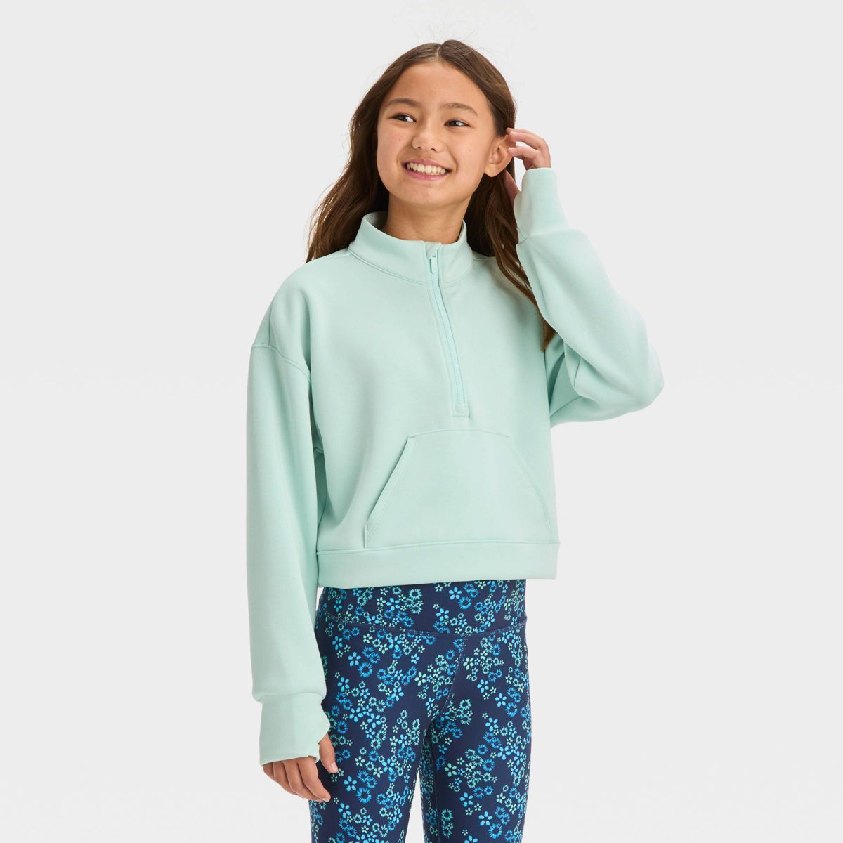 Girls' 1/2 Zip Pullover Sweatshirt - All In Motion™ | Target
