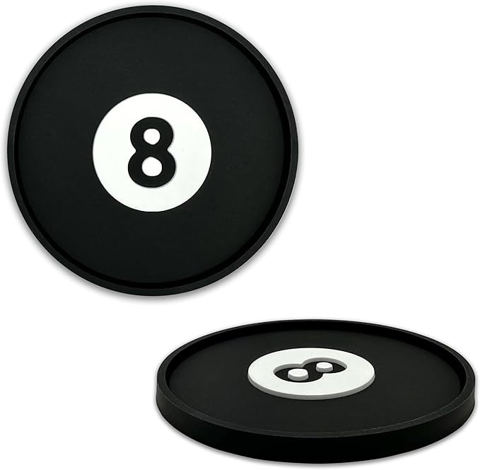 Magic 8 Black Billard Ball Automotive 3D Textured Silicone Coasters (2.6" Diameter) | Universal F... | Amazon (US)