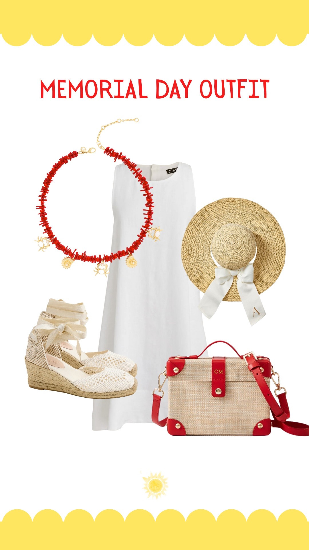 Memorial Day outfit: white linen dress, straw hat, straw bag, espadrilles and a charm necklace 

Dress runs TTS! On sale for Memorial Day under $70!

Memorial Day outfit, 4th of July outfit, red and white outfit, preppy outfit, preppy style, resort wear, linen dress, mini dress, Summer outfit, summer style 