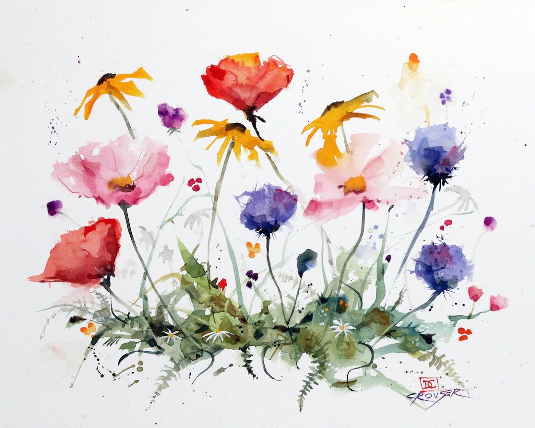 WILDFLOWERS Watercolor Floral Print by Dean Crouser | Etsy (US)