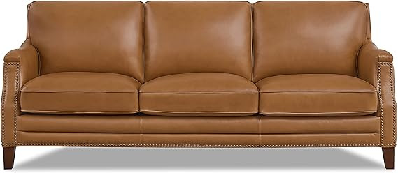 Hydeline Camano 100% Top Grain Leather Sofa Couch, 87'', Cognac | Amazon (US)