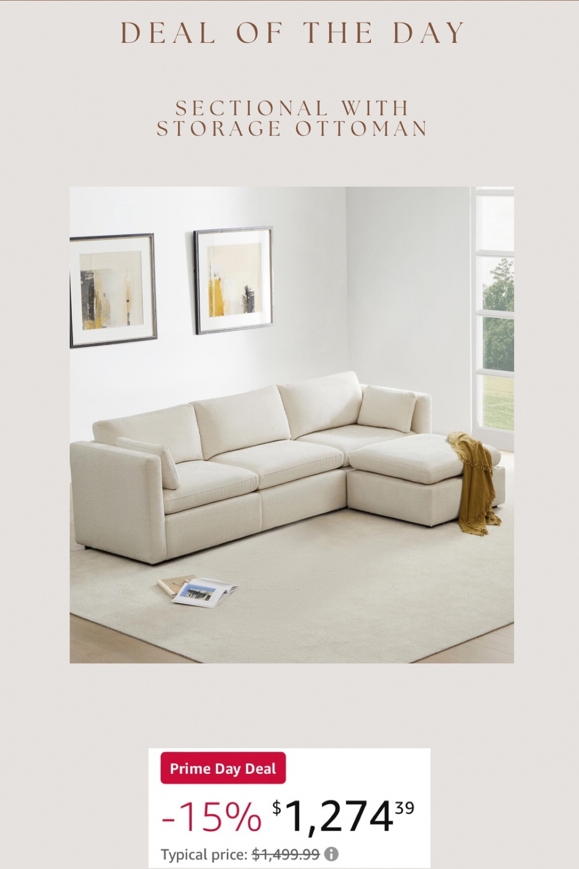One of my favorite Amazon sectionals is on sale for prime day!! Comes with storage ottoman 

#LTKHome #LTKStyleTip #LTKSaleAlert