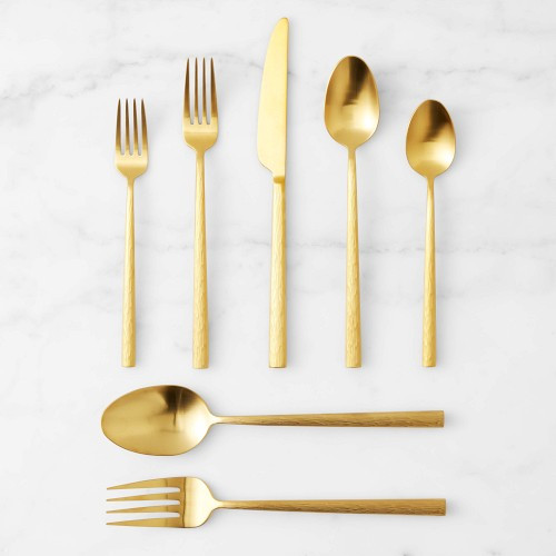 Cyprus 42-Piece Flatware Set, Brushed Gold | Williams-Sonoma