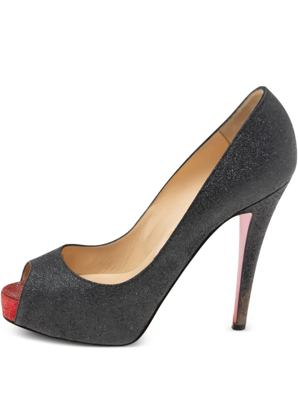 Christian Louboutin Pre-Owned 115mm glitter-embellished heels - Black | Farfetch Global