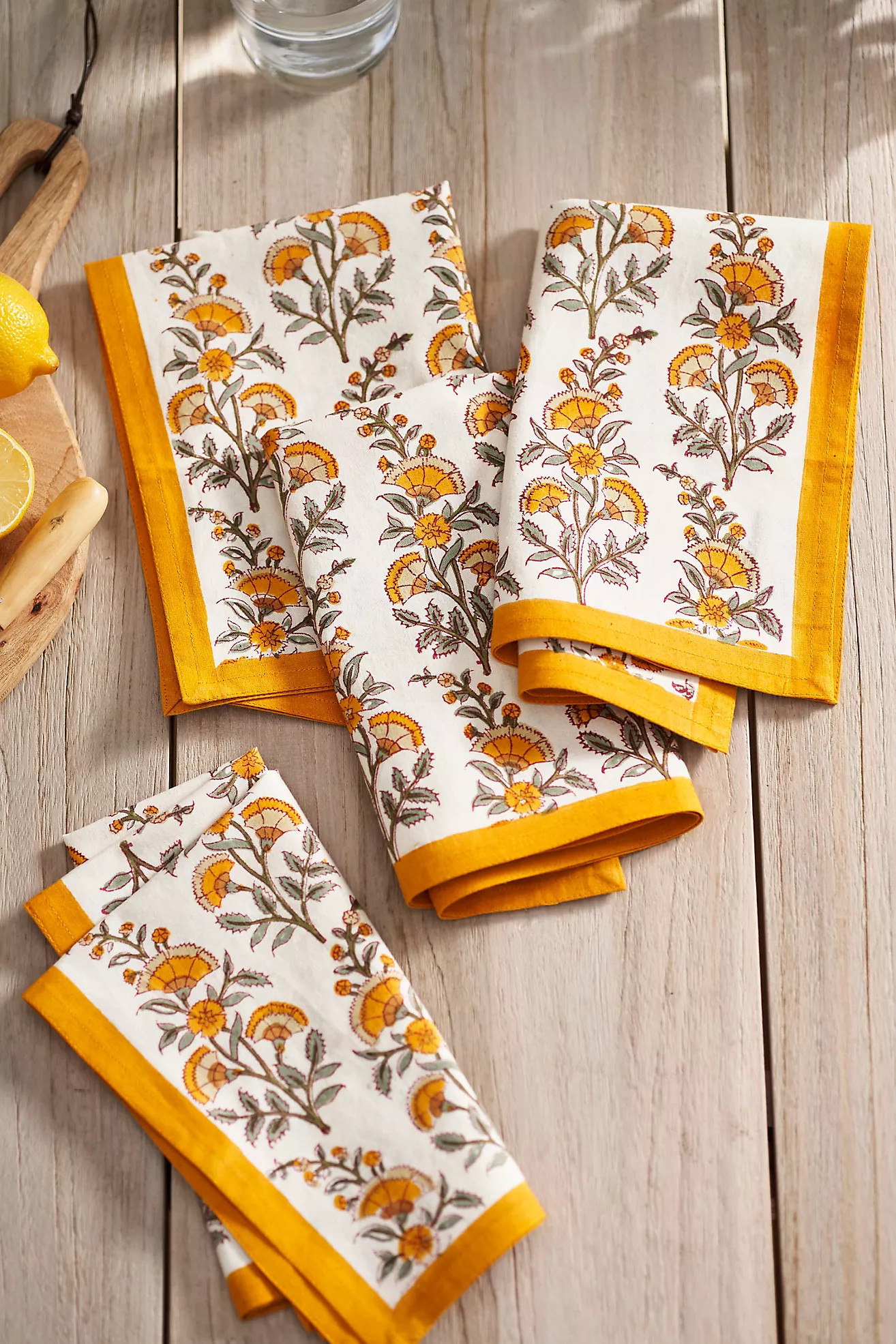 Calla Cotton Napkins, Set of 4 Yellow | Anthropologie (US)