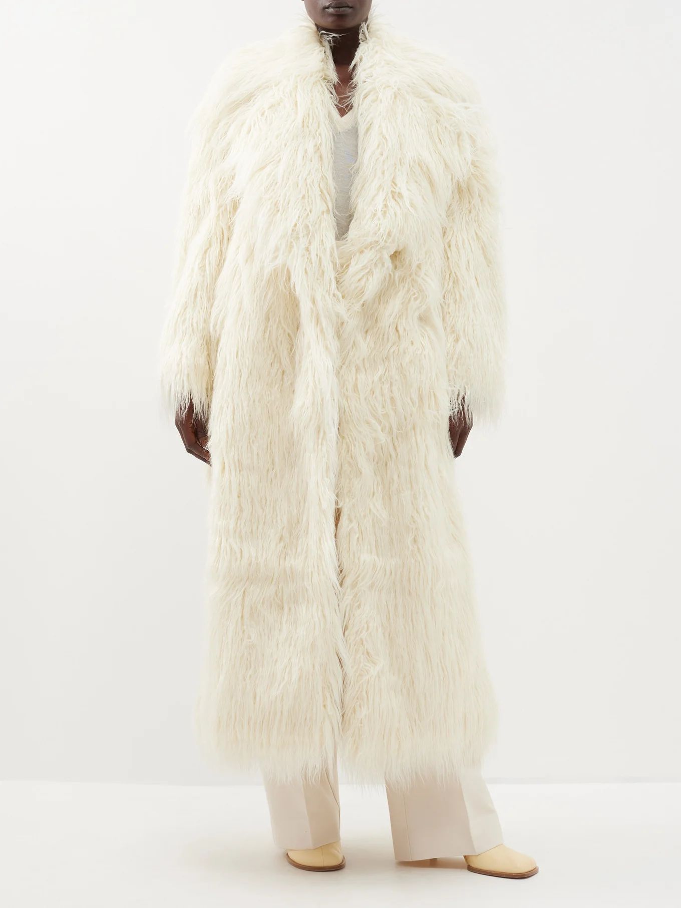 Nicole faux-fur double-breasted long coat | Matches (US)