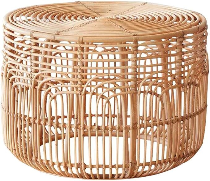 Round Rattan Coffee Table Accent Table Furniture for Living Room Side Table | Amazon (US)