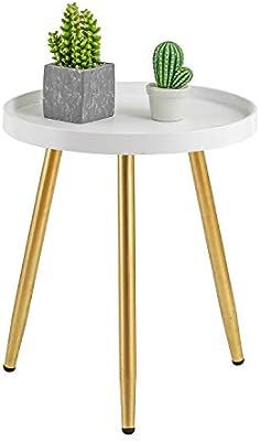 HuiDao Round Side Table Wooden Tray Table with Metal Tripod Stand Nightstand Coffee Table End Tab... | Amazon (US)