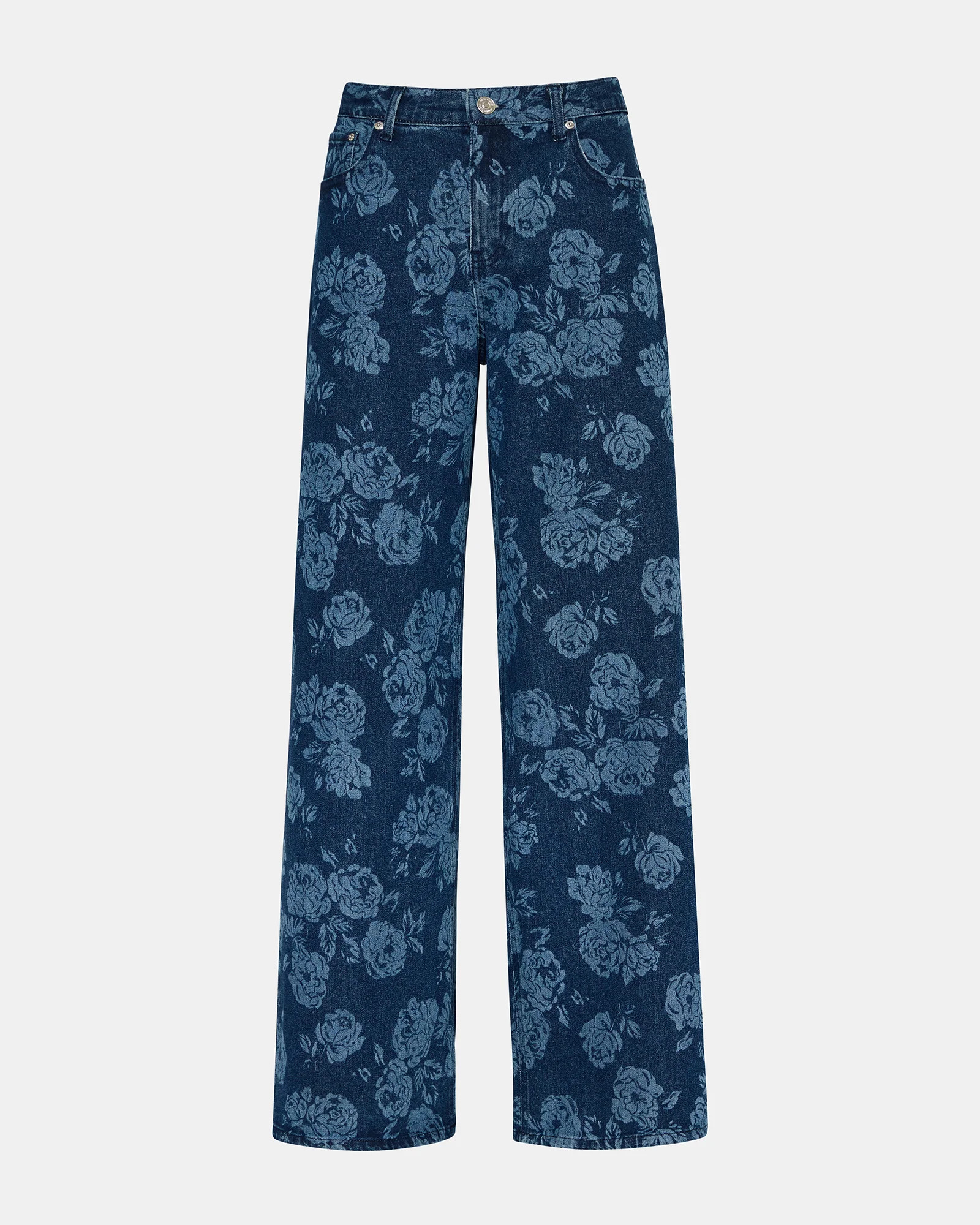 JAXON Rose Frost Wide-Leg Denim Floral Print Women's Jeans | Steve Madden (US)