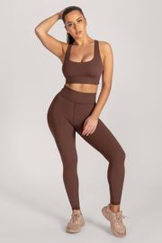 Selene Ruched Full Length Legging - Chocolate | MESHKI US