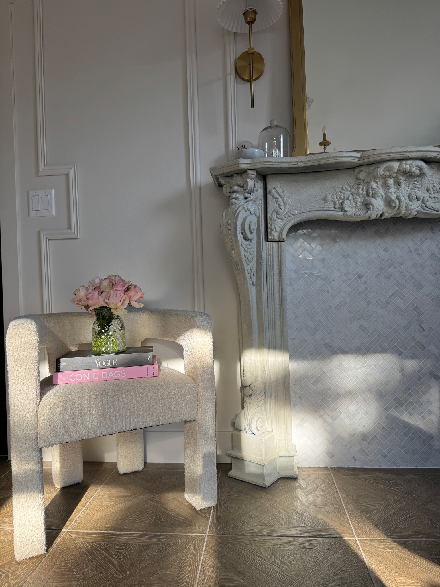 Boucle accent chair in my Parisian inspired office. Perfect for a modern chic space!

#LTKHome