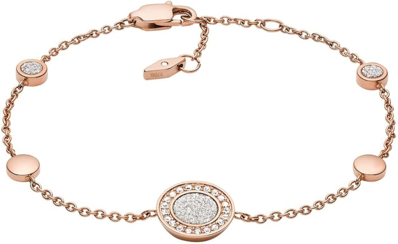 Fossil Women's Rose Gold-Tone Stainless Steel Chain or Beaded Bracelet for Women | Amazon (US)
