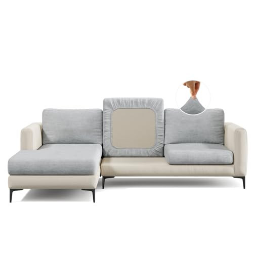Nolan Interior Miracle Sofa Cover - Plush Back Cushion Cover with Ultra-Soft, Stretchy, Thick Chenille Fabric - Pet Proof, Stain Safe, Easy Fit, Easy Wash - Medium, Earl Grey | Amazon (US)