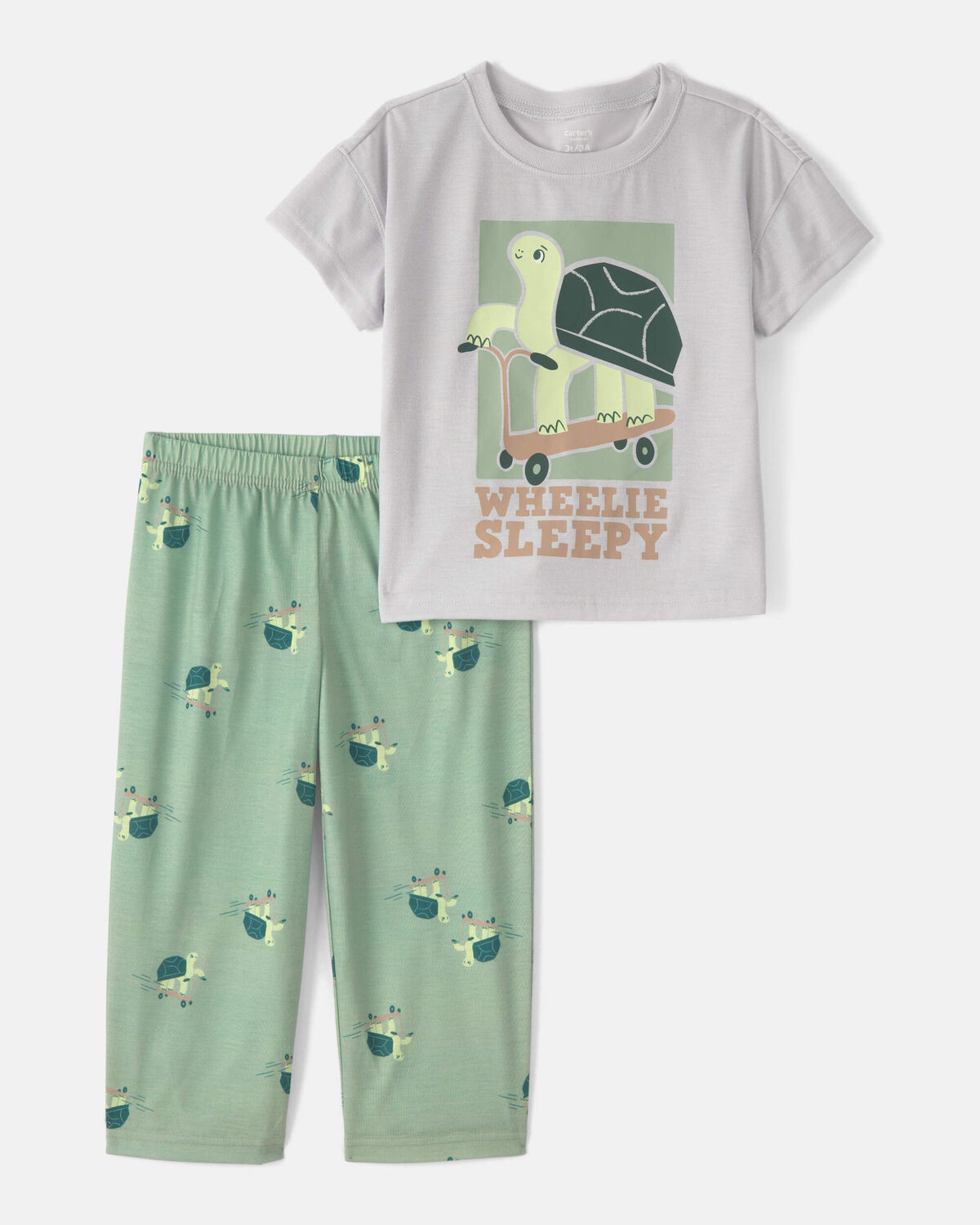 Toddler Boy Turtle Loose Fit 2-Piece Pajama Set - Grey/Green | Carter's Inc