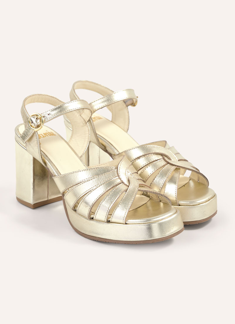 Montpellier Metallic Leather Platform Sandals - Gold | Joanie