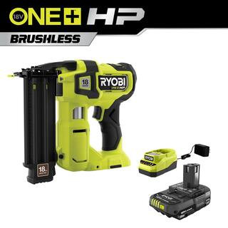RYOBI ONE+ HP 18V 18-Gauge Brushless Cordless AirStrike Brad Nailer with 2.0 Ah Battery and Charg... | The Home Depot