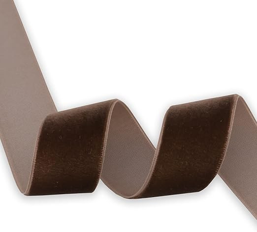 KLTRIBBON Nylon Velvet Ribbon Single Faced,1 Inch X 25Yards Spool (Brown) | Amazon (US)