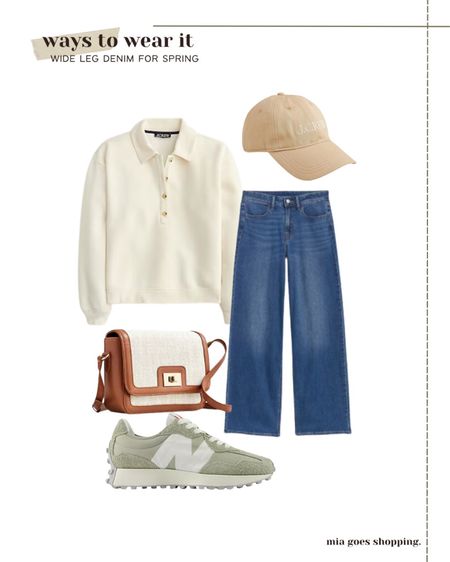 How to wear wide leg denim for spring. Easy mom outfits. Casual spring outfits. Outfits with sneakers. Neutral mom outfits 

#LTKfindsunder50 #LTKstyletip #LTKsalealert