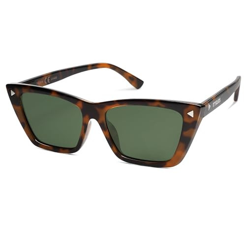 SOJOS Trendy Sunglasses Womens Cute Cat Eye Polarized Square Women Designer Shades SJ2297 Tortoise Green | Amazon (US)