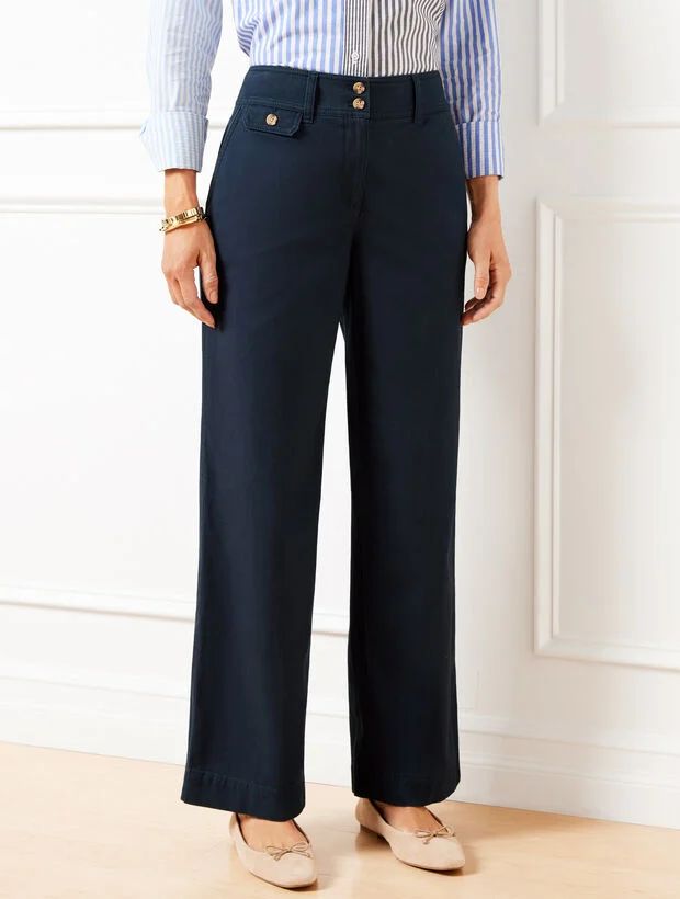 Twill Wide Leg Pants | Talbots