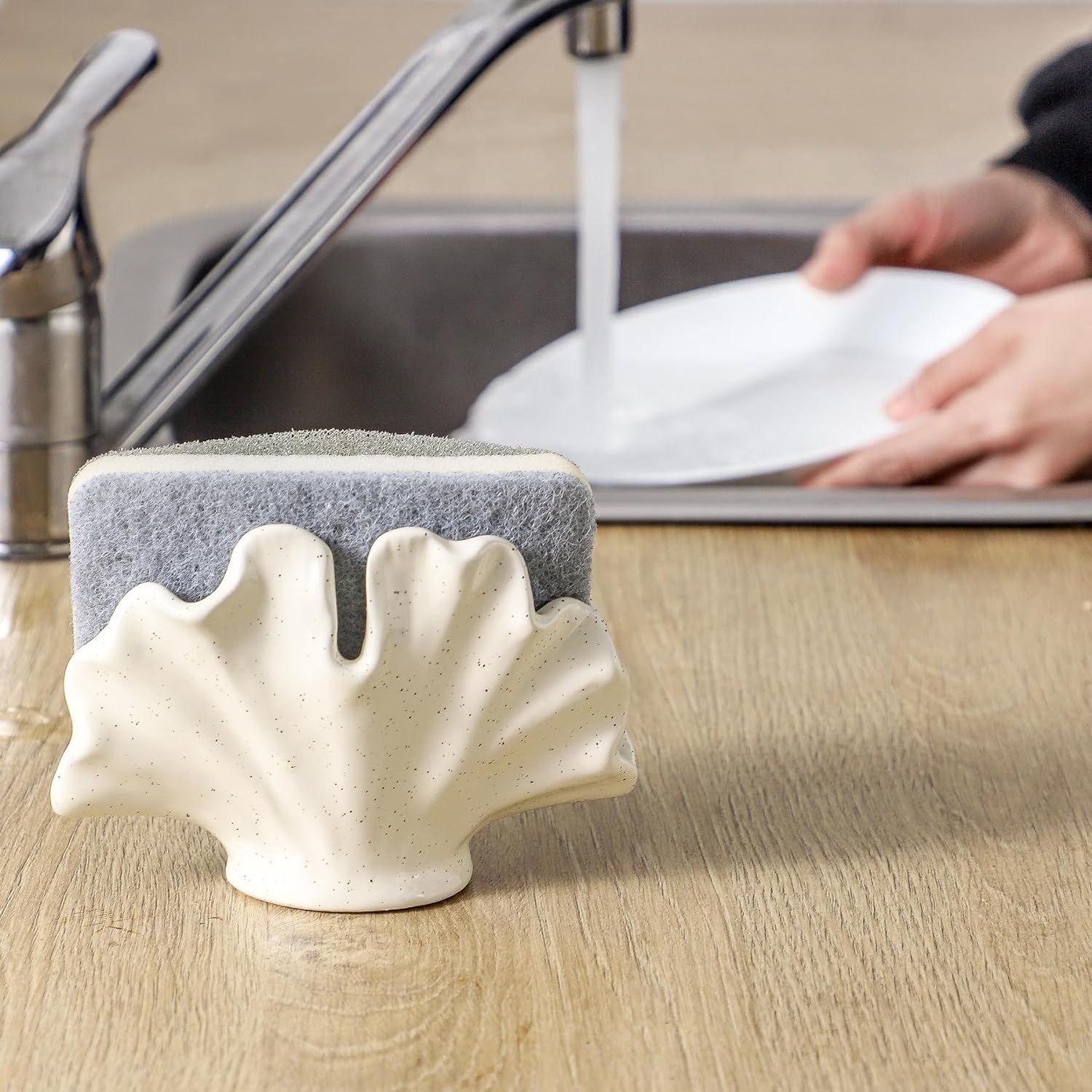 Ceramic Sponge Holder,Sponge Holder for Kitchen Sink,Compact Sink Caddy Organizer-Scouring Pad an... | Amazon (US)
