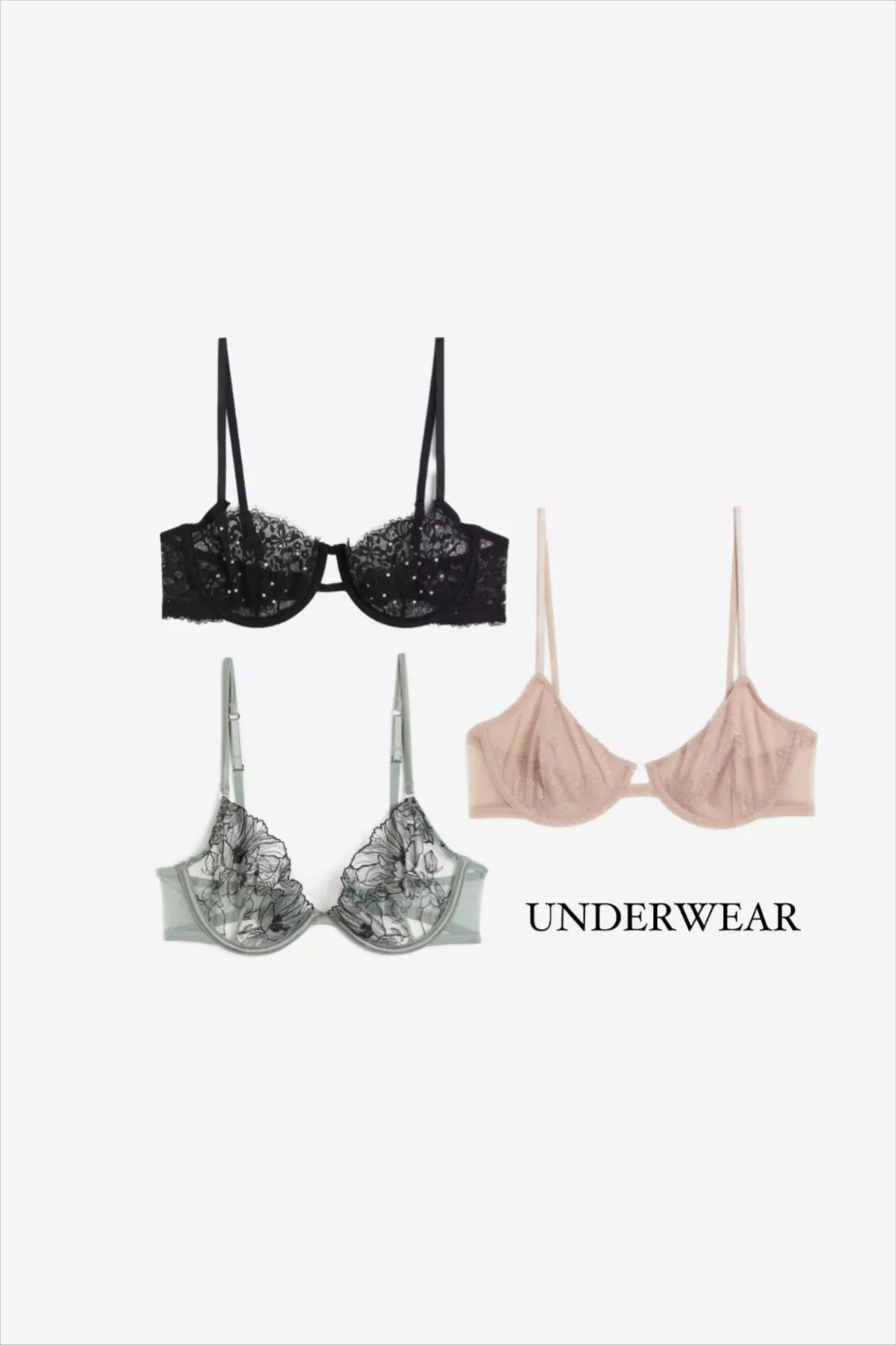 Unlined Floral Lace Bra in Black