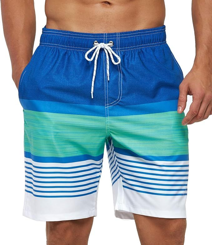 SILKWORLD Mens Swimming Shorts Quick Dry Beach Trunks Swimwear with Mesh Lining | Amazon (US)