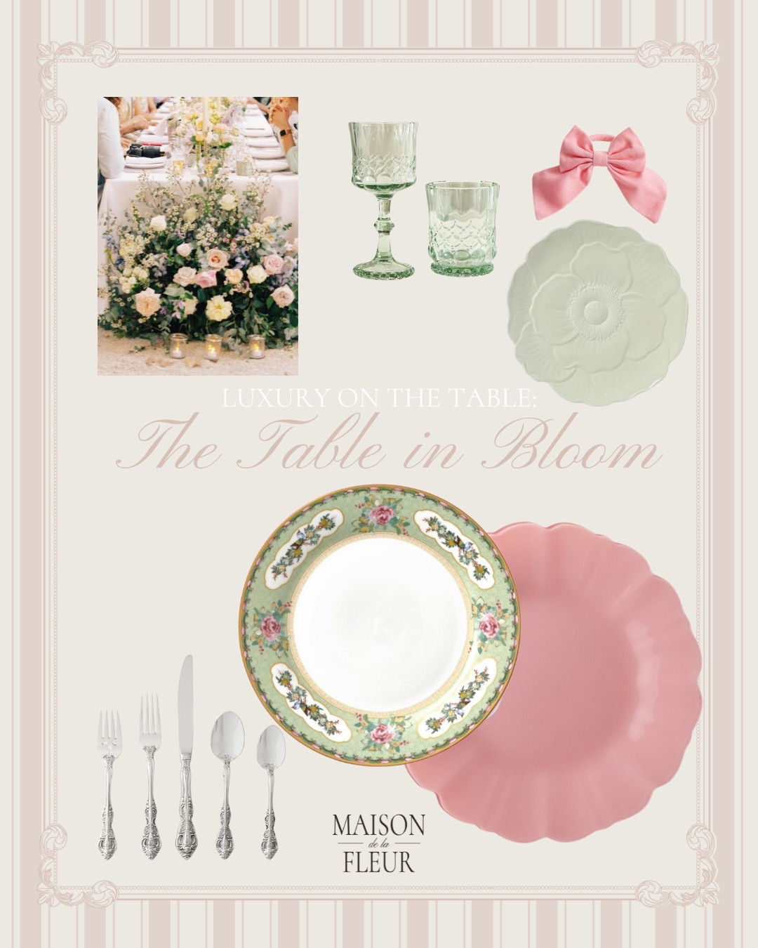 Where garden romance meets timeless luxury.

“The Table in Bloom” is a celebration of layered elegance, vintage charm, and curated details.

Perfect for spring soirées, bridal brunches, or simply elevating your everyday gatherings. 

Ask about our rentals 🌸

#MaisonDeLaFleur #LuxuryOnTheTable #SpringTablescape #TheTableInBloom #VintageChina #TablescapeStyling 

#LTKWedding #LTKHome #LTKSeasonal