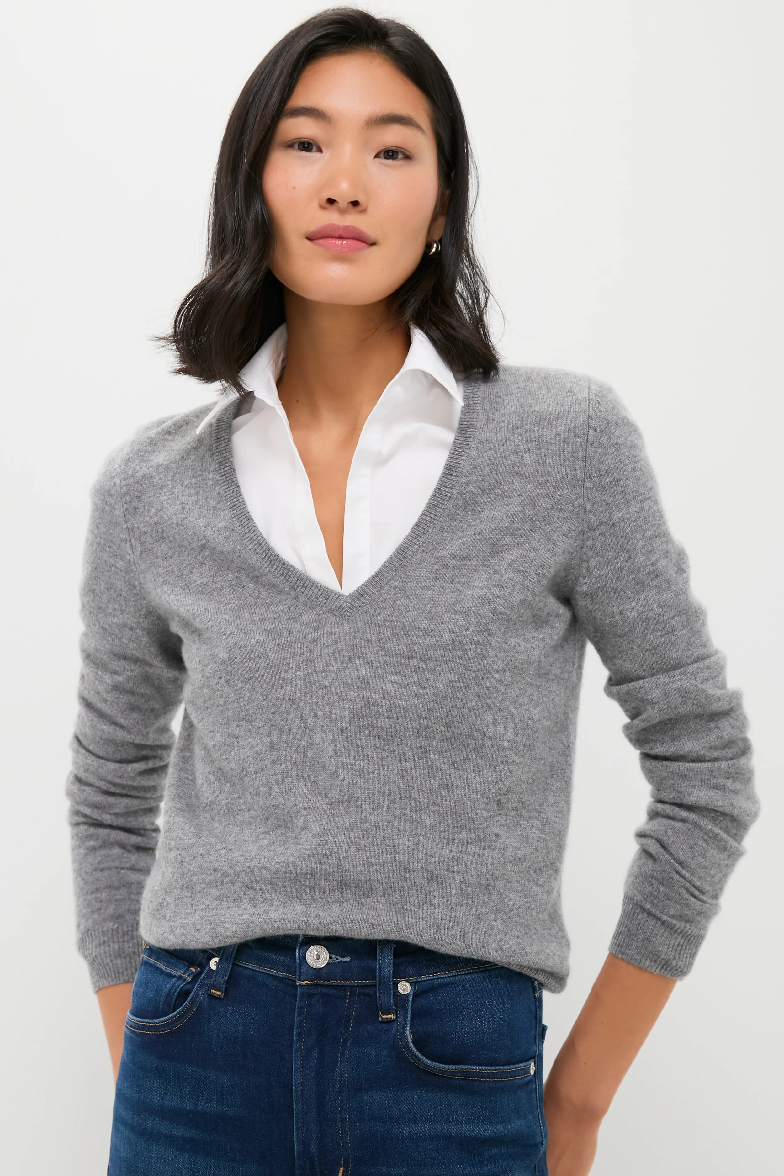 Gray Cashmere V-Neck Sweater | Tuckernuck (US)