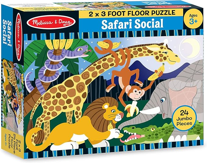 Melissa & Doug Safari Social Jumbo Jigsaw Floor Puzzle (24 pcs, 2 x 3 feet) | Amazon (US)