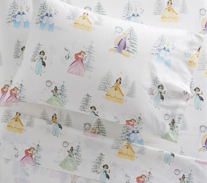 Disney Princess Holiday Organic Sheet Set & Pillowcases | Pottery Barn Kids