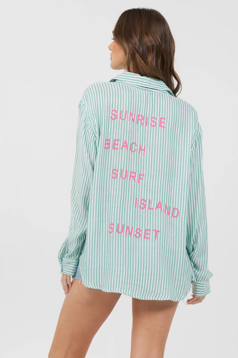Green Stripe Beach Shirting | Vintage Havana