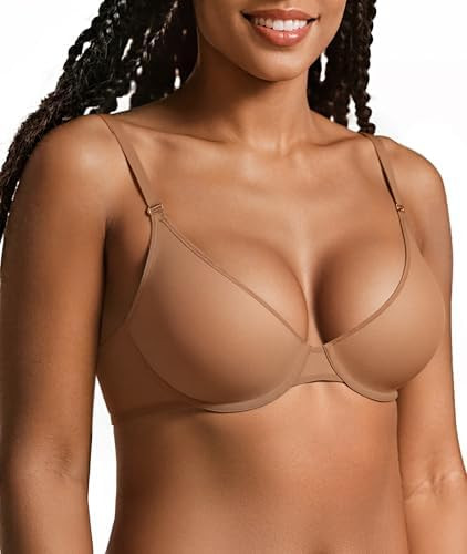 OEAK Womens Unlined Underwire Bras Sheer Mesh Plunge Bralette Push Up Balconette Bra Triangle Min... | Amazon (US)