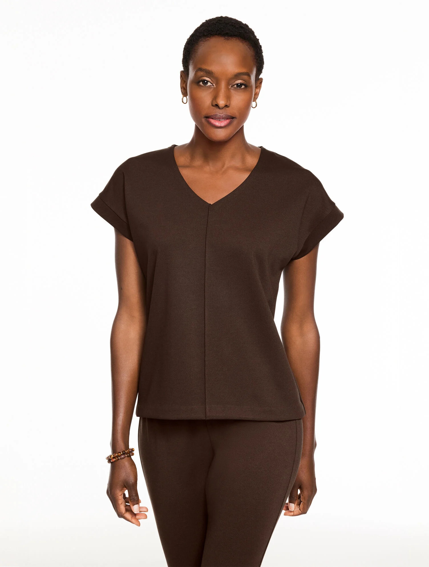 Passport Ponte V-Neck Pullover | Talbots