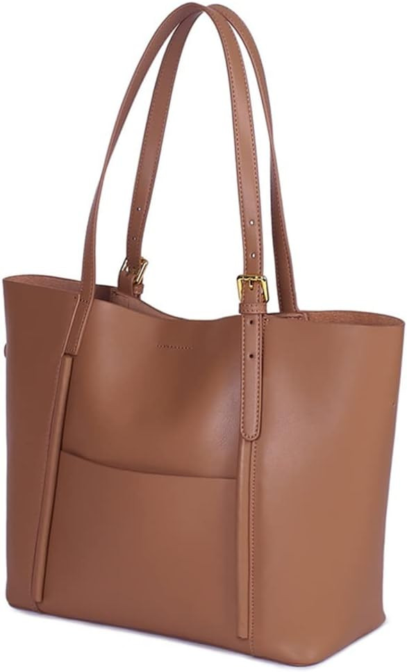 All-Match Temperament Leather Women's Bag Oil Wax Bucket Bag Large-Capacity Portable Tote Shoulde... | Amazon (US)