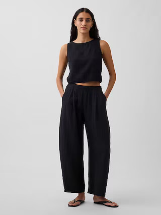 Cotton Gauze Easy Barrel Pants | Gap (US)