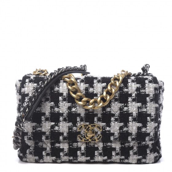 CHANEL

Tweed Quilted Large Chanel 19 Flap Black Ecru White | Fashionphile