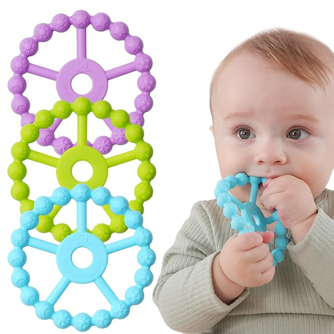 3 Pack Ring Teether Baby Infant Toys, Silicone Teething Ring Toys for Babies 0-6 Months, Seposeve... | Amazon (US)