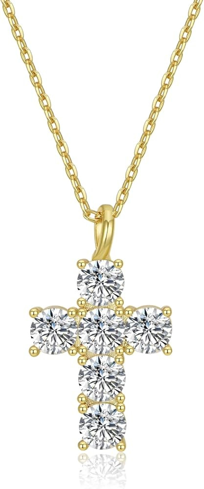 Amazon.com: NUZON 18K Gold Plated Dainty Cross Necklace for Women Simple Cute White Cubic Zirconi... | Amazon (US)