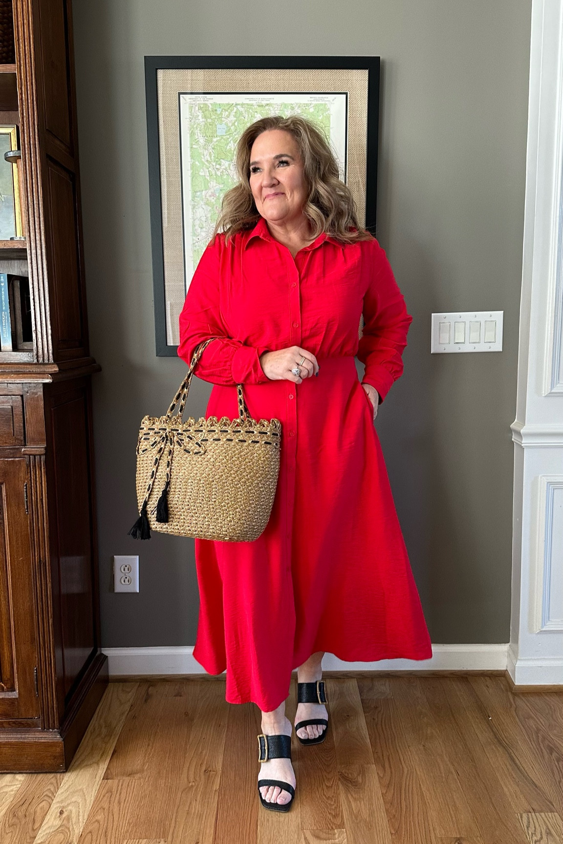You can wear this red dress on vacation too with a raffia bag and sandals. 
Target size L
Sandals tts  

#LTKover40 #LTKmidsize #LTKfindsunder50
