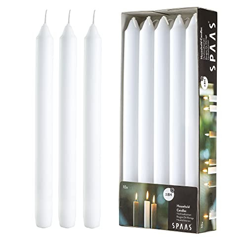 White Taper Candles 10 Pack - 9.5 Inch Tall White Candlesticks - Classic Elegance for Every Setting, Home Decoration, Holidays - 8 Hour Burn Time | Amazon (US)
